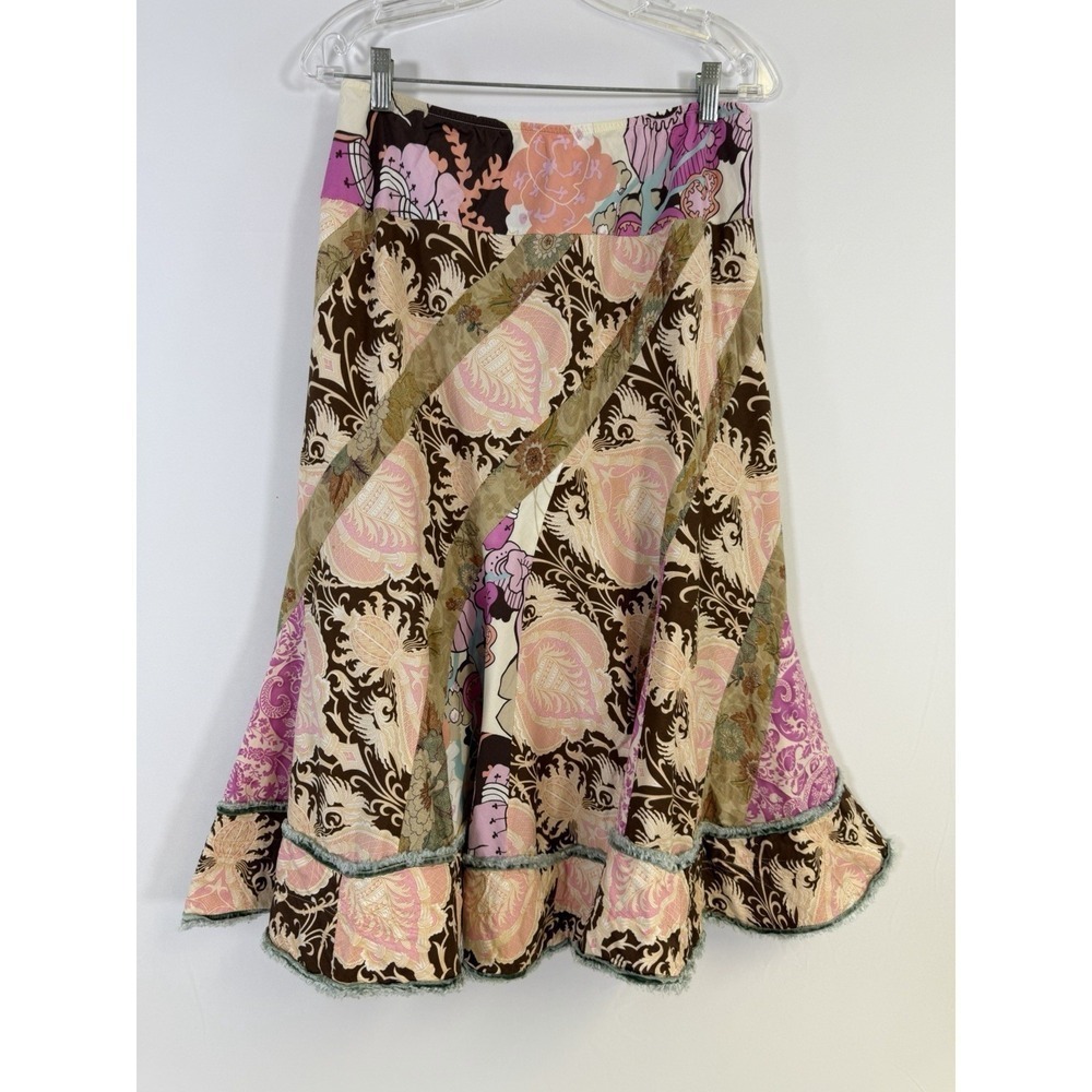 Boho Maxi Skirt Hippie Gypsy Paisley Floral Patchwork Sz M